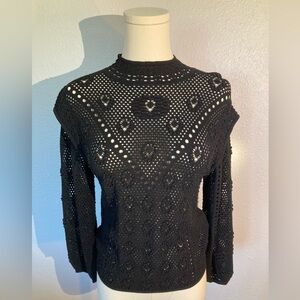Frame XS crochet sweater in Noir/Black